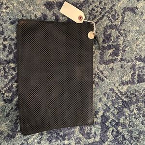 Clare v black mesh like clutch